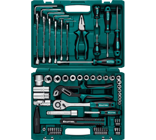 KRAFTOOL EXTREM-66, 66 предм., (1/2″+1/4″), универсальный набор инструмента (27976-H66) купить  в Сочи
