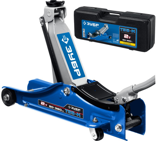 ЗУБР Т-55-K, 2 т, 80 - 380 мм, подкатной домкрат с увеличенным подъемом и низким подхватом в кейсе, Профессионал (43058-2-K) купить  в Сочи