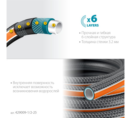 GRINDA ULTRA 6, 1/2″, 25 м, 30 атм, шестислойный, двойное армирование, поливочный шланг, PROLine (429009-1/2-25) купить  в Сочи GRINDA ULTRA 6, 1/2″, 25 м, 30 атм, шестислойный, двойное армирование, поливочный шланг, PROLine (429009-1/2-25) купить  в Сочи