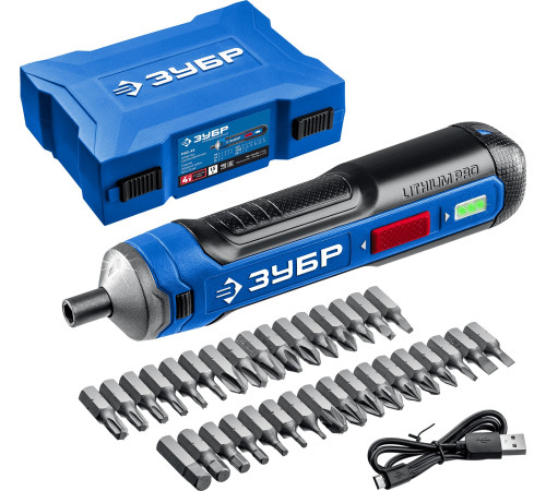 ЗУБР ZUBR GO 4 Vmax, аккумуляторная отвертка, кейс, 33 биты, Профессионал (PSD-4S) купить  в Сочи