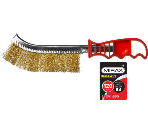 MIRAX однорядная, витая стальная латунированная проволока 0.3 мм, щетка ручная с пластмассовой рукояткой (35112-1) купить  в Сочи