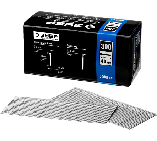 ЗУБР тип 18GA (47/300/F) 40 мм, 5000 шт, гвозди для нейлера, Профессионал (31830-40) купить  в Сочи