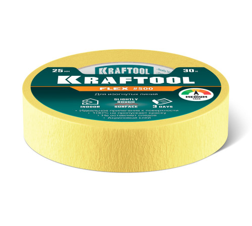KRAFTOOL #500 Flex 25 мм х 30 м, для изогнутых линий, малярная лента (12105-25) купить  в Сочи