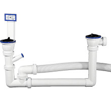 ЗУБР вход 1 1/2″, выход 40 мм, колбовый сифон для двухместной мойки (51867-2)