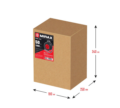 MIRAX ПВС, 2 х 0.75 мм2, 50 м, 1300 Вт, удлинитель на катушке (55052-50) купить  в Сочи