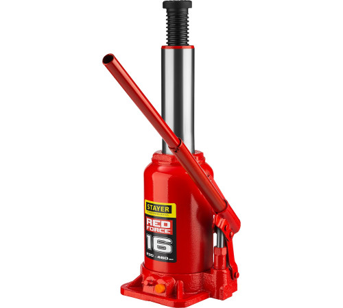 STAYER RED FORCE, 16 т, 230 - 460 мм, бутылочный гидравлический домкрат, Professional (43160-16) купить в Сочи STAYER RED FORCE, 16 т, 230 - 460 мм, бутылочный гидравлический домкрат, Professional (43160-16) купить в Сочи