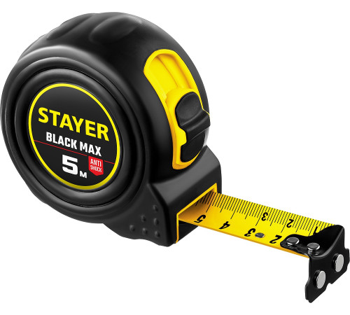 STAYER BlackMax, 5 м х 25 мм, рулетка с двумя фиксаторами, Professional (3410-05-25) купить в Сочи STAYER BlackMax, 5 м х 25 мм, рулетка с двумя фиксаторами, Professional (3410-05-25) купить в Сочи