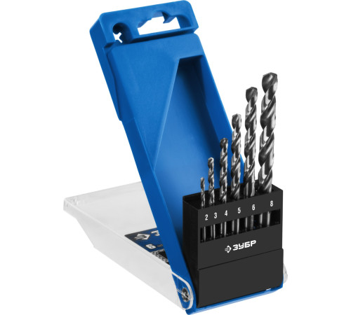 ЗУБР ПРОФ-А, 6 шт, (2-8 мм), сталь Р6М5, класс А, набор сверл по металлу, Профессионал (29625-H6) купить  в Сочи