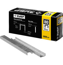 ЗУБР тип 21GA (80/Pr A/Senco AT) 6 мм, 5000 шт, скобы для степлера, Профессионал (31880-06)