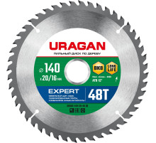 URAGAN Expert, 140 х 20/16 мм, 48Т, пильный диск по дереву (36802-140-20-48)