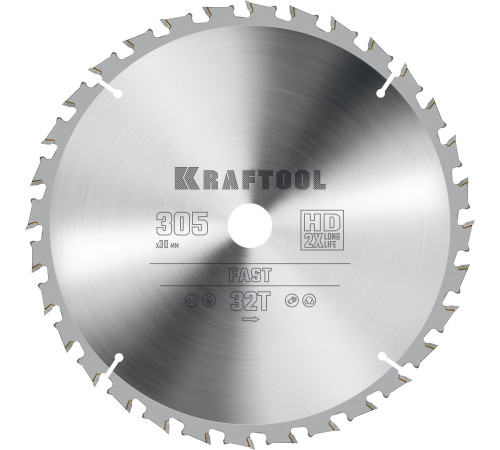KRAFTOOL Fast, 305 х 30 мм, 32Т, пильный диск по дереву (36950-305-30) купить  в Сочи