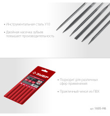ЗУБР 6 шт, 140 мм, набор надфилей в чехле (1605-H6)