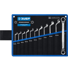 ЗУБР 11 шт, 8 - 27 мм, набор изогнутых накидных гаечных ключей, Профессионал (27132-H11)