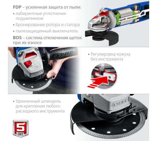 ЗУБР 1500 Вт, d125 мм, УШМ, регулировка оборотов, Профессионал (УШМ-П125-1500 ЭПСТ) купить  в Сочи