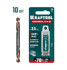 KRAFTOOL DOUBLE Сo-8 3.5х52мм, Сверло двухстороннее по металлу, сталь M42(+8%Co), класс А (29654-3.5-10)