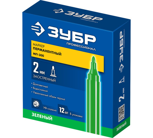 ЗУБР МП-300 зеленый, 2 мм перманентный маркер (06322-4) купить  в Сочи