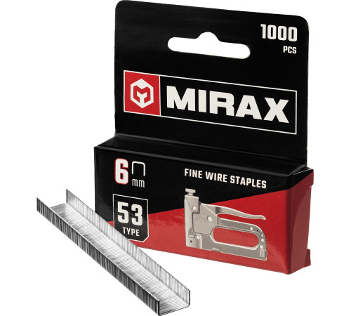 MIRAX тип 53 (A/10/JT21) 6 мм, 1000 шт, калибр 23GA, скобы для степлера (3153-06) купить  в Сочи