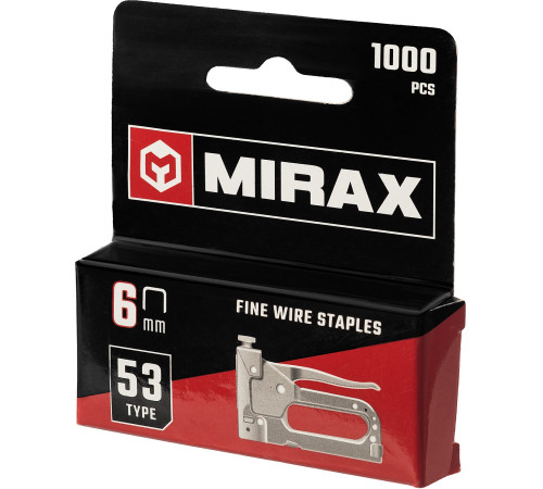 MIRAX тип 53 (A/10/JT21) 6 мм, 1000 шт, калибр 23GA, скобы для степлера (3153-06) купить  в Сочи