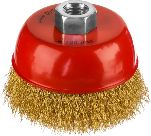 MIRAX 100 мм, витая стальная латунированная проволока 0.3 мм, чашечная щетка-крацовка для УШМ (35142-100) купить  в Сочи