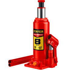 STAYER RED FORCE, 8 т, 200 - 385 мм, бутылочный гидравлический домкрат, Professional (43160-8)