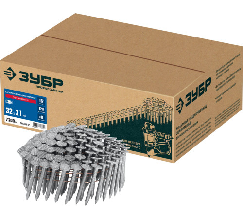 ЗУБР CRN 32 х 3.1 мм, барабанные гвозди кровельные оцинкованные, 7200 шт (305385-32) купить  в Сочи