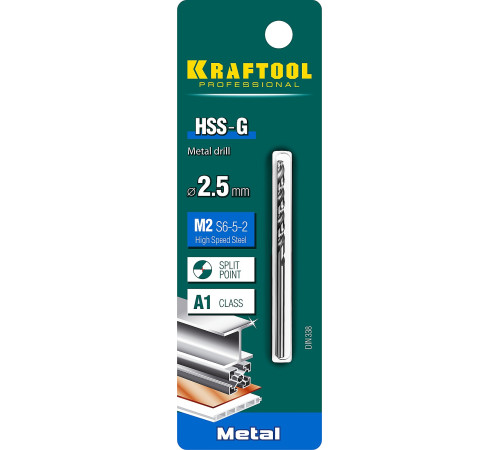 KRAFTOOL HSS-G, 2.5 х 57 мм, сталь P6M5, сверло по металлу (29651-2.5) купить в Сочи KRAFTOOL HSS-G, 2.5 х 57 мм, сталь P6M5, сверло по металлу (29651-2.5) купить в Сочи
