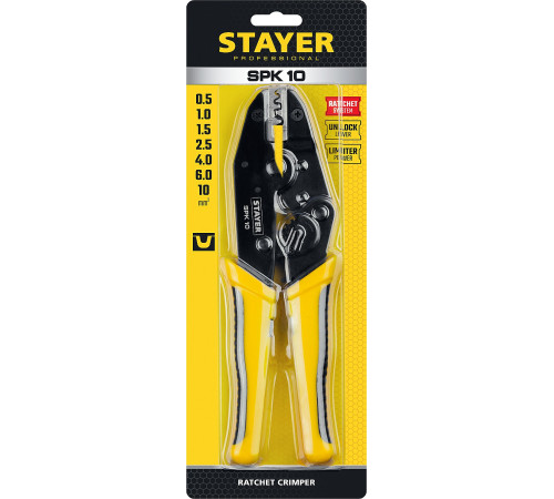 STAYER SPK-10, 0.5 - 10 мм2, пресс-клещи для медных наконечников, Professional (45440) купить  в Сочи