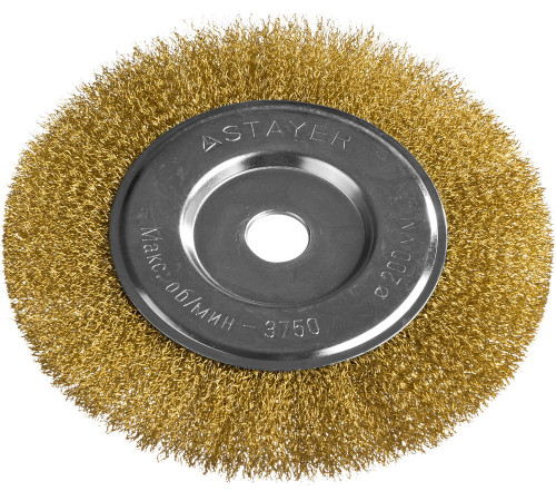STAYER 200 мм, витая стальная латунированная проволока 0.3 мм, щетка дисковая для УШМ, Professional (35122-200) купить  в Сочи