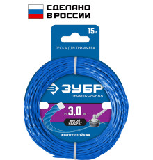 ЗУБР ВИТОЙ КВАДРАТ, 3.0 мм, 15 м, леска для триммера, Профессионал (71030-3.0)