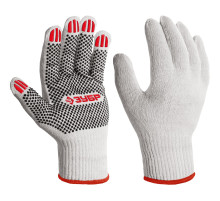 ЗУБР ОПТИМА, М (8), х/б перчатки с ПВХ покрытием (точка), 10 класс (11440-М)