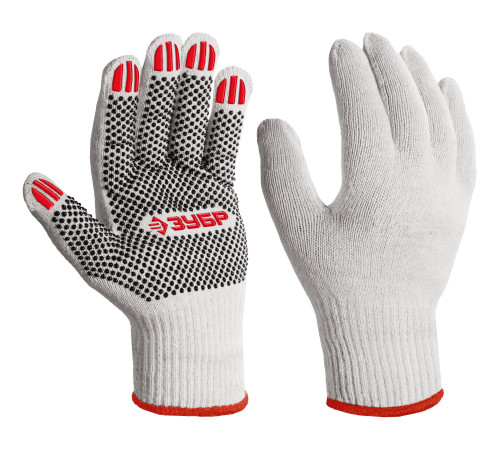 ЗУБР ОПТИМА, М (8), х/б перчатки с ПВХ покрытием (точка), 10 класс (11440-М) купить  в Сочи