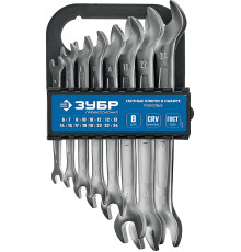 ЗУБР 8 шт, 6 - 24 мм, набор рожковых гаечных ключей, Профессионал (27011-H8)