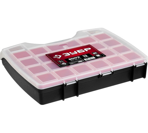 ЗУБР ВОЛГА-13, 325 х 280 х 60 мм, пластиковый органайзер с 13 съемными лотками (38034-13) купить  в Сочи