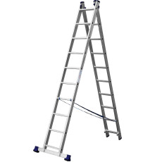 СИБИН, 10 ступеней, со стабилизатором, алюминиевая, двухсекционная лестница (38823-10)