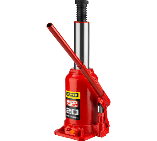 STAYER RED FORCE, 20 т, 242 - 452 мм, бутылочный гидравлический домкрат, Professional (43160-20) купить в Сочи STAYER RED FORCE, 20 т, 242 - 452 мм, бутылочный гидравлический домкрат, Professional (43160-20) купить в Сочи