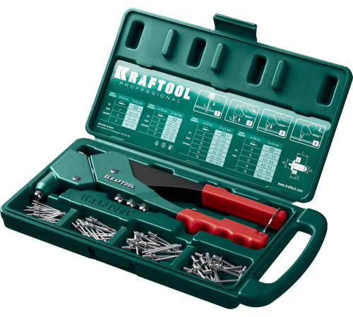 KRAFTOOL RX-7, 360°, 2.4 - 4.8 мм, литой поворотный заклепочник в кейсе (31176-H6) купить  в Сочи