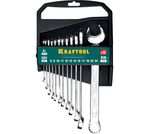 KRAFTOOL 12 шт, 6 - 24 мм, набор комбинированных гаечных ключей (27079-H12C) купить  в Сочи