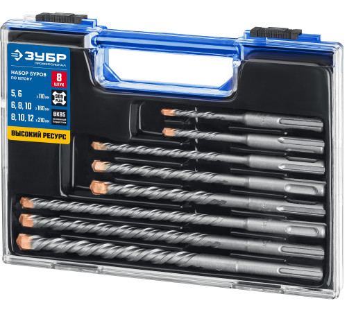 ЗУБР 8 шт: 5/6х110. 6/8/10х160, 8/10/12х210 мм, набор SDS-plus буров, Профессионал (29314-H8) купить  в Сочи