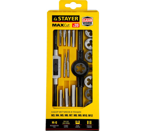 STAYER MaXCut, 20 предмета, легированная сталь, набор метчиков и плашек (28012-H20) купить в Сочи STAYER MaXCut, 20 предмета, легированная сталь, набор метчиков и плашек (28012-H20) купить в Сочи