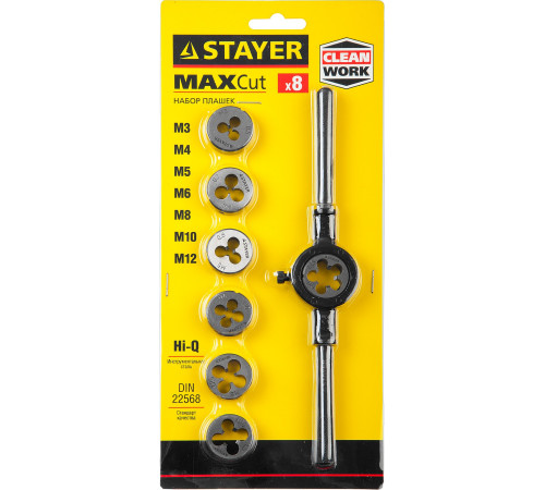 STAYER MaXCut, 8 предметов, инструментальная сталь, набор плашек (28015-H8) купить  в Сочи