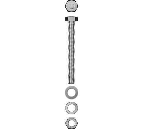 ЗУБР DIN 933, M8 х 80 мм, цинк, 3 шт, болт с гайкой и шайбами (303436-08-080) купить  в Сочи
