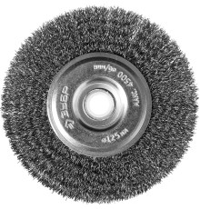 ЗУБР 125 х 12.7 мм, витая, стальная проволока 0.3 мм, дисковая щетка-крацовка для точильно-шлифовального станка, Профессионал (35185-125)