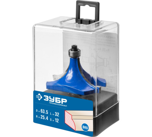 ЗУБР 63.5 x 32 мм, радиус 25 мм, фреза кромочная калевочная №1, Профессионал (28701-63.5) купить  в Сочи