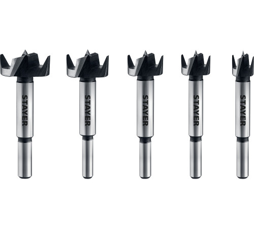 STAYER Forstner, 5 шт: 15-20-25-30-35 мм, набор сверл Форстнера по дереву, ДСП (29985-H5) купить  в Сочи
