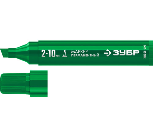 ЗУБР МП-1000К зеленый, 2-10 мм, клиновидный перманентный маркер (06333-4) купить  в Сочи