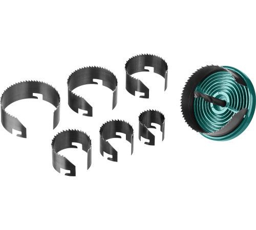 KRAFTOOL 7 шт, (25-32-38-45-50-56-62 х 18 мм), наборная кольцевая пила по дереву (29580-H7-18) купить  в Сочи