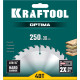 KRAFTOOL Optima, 250 х 30 мм, 40Т, пильный диск по дереву (36951-250-30) купить в Сочи