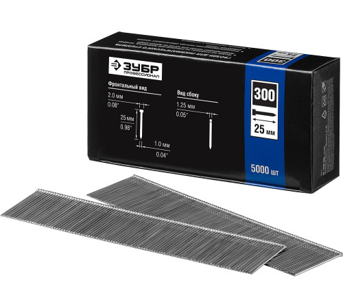 ЗУБР тип 18GA (47/300/F) 25 мм, 5000 шт, гвозди для нейлера, Профессионал (31830-25) купить  в Сочи