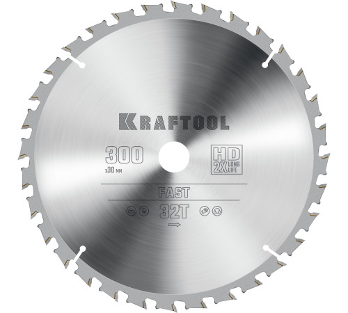 KRAFTOOL Fast, 300 х 30 мм, 32Т, пильный диск по дереву (36950-300-30) купить  в Сочи