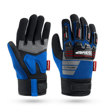 ЗУБР IMPACT р.L (9), синие, профессиональные комбинированные перчатки, антивибрационные, противоударные, Профессионал (11476-L)